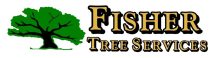 The fisher tree services logo which includes type and a gree treen logo